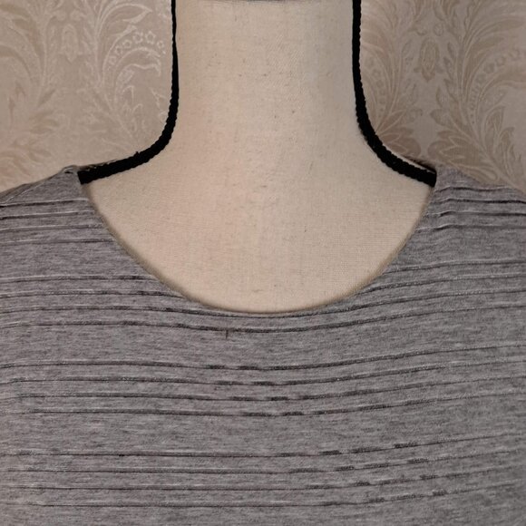 I State Size XS Gray Shift Dress Burnout Metallic Textured Stripes Long Sleeve - Picture 2 of 10